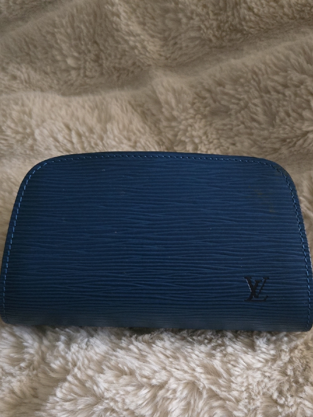 Louis Vuitton Blue Epi Leather Zip Around Cosmetic Case
